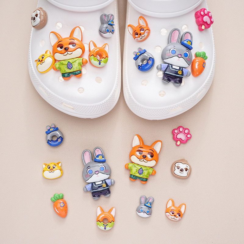 洞洞鞋配饰疯狂动物城尼克朱迪胡萝卜鞋花DIY配件装饰扣适配crocs,淘宝优惠券,粉丝福利购,淘宝优惠卷