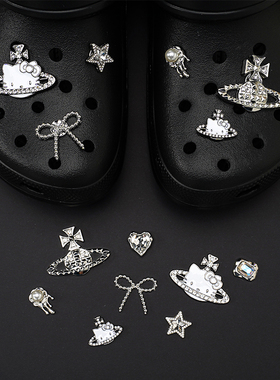 金属KT猫洞洞鞋鞋花适配crocs