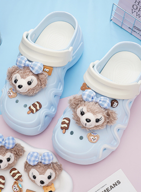 毛绒雪莉玫鞋花适配crocs