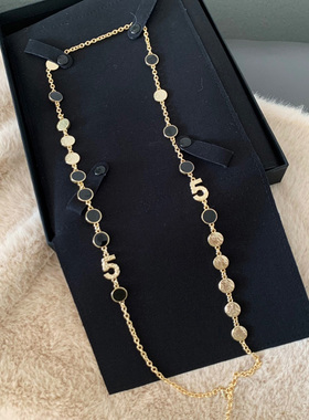 古董风黄铜熔岩纹黑金长项链女