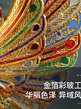 泰国进口会所餐厅玄关装饰孔雀