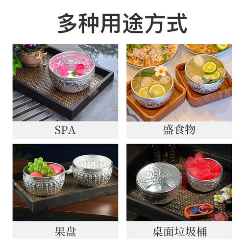 异丽东南亚餐具傣族银碗餐厅饭碗泰国锡碗泰式甜品银色泡鲁达小碗 - 图2