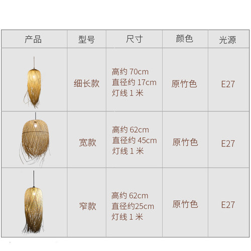 藤编异丽创意竹编吊灯中式禅意灯具茶室民宿侘寂风藤编灯艺术灯罩 - 图1