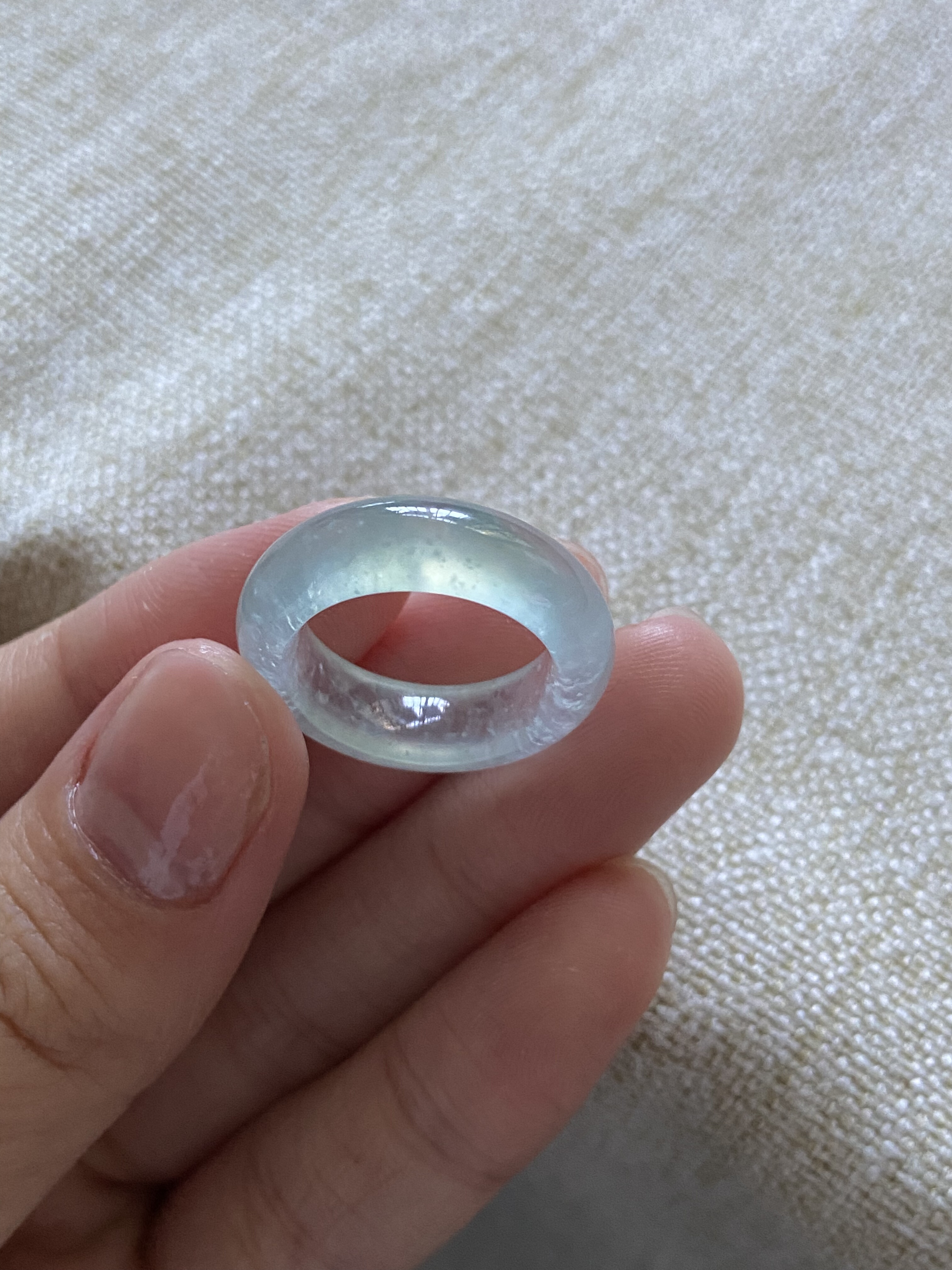 7号圈高冰晴di底翡翠指环 - 图0