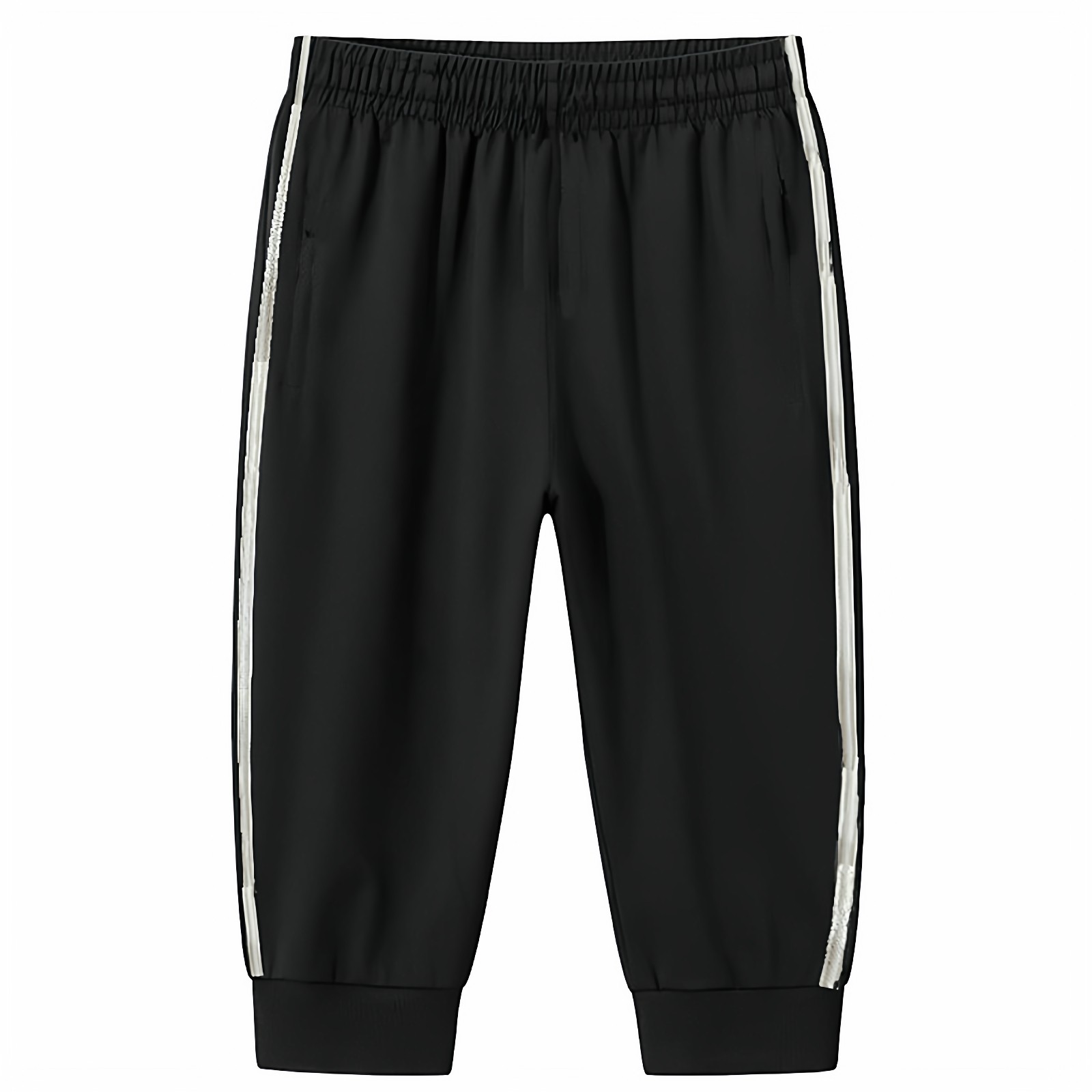 夏季新款纯棉运动七分裤男三条杠短裤加大码宽松外贸束脚薄款针织,淘宝优惠券,粉丝福利购,淘宝优惠卷