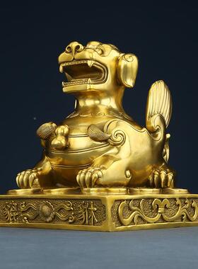 貅黄铜有底貔貅家迁貔摆件办公室客厅乔新居居装饰品店铺开业礼品