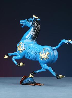 彩绘马彩铜 四飞燕件工艺室品客厅办公装踏饰品开业礼摆品