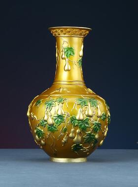 彩铜葫芦花瓶家公室摆设办铜工艺品彩铜36#装饰居品中式乔迁新开