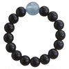 Natural obsidian ring aquamarine transfer beads