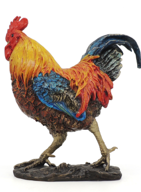 铜摆件大号公鸡彩绘家居卧室