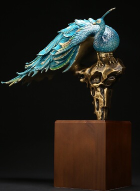 铜孔雀开屏工艺中式风婚礼祝福