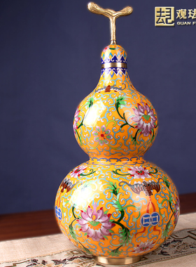 景泰蓝葫芦摆件18寸铜胎掐丝珐琅中式家居客厅玄关办公室装饰品