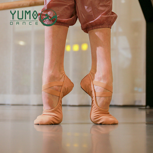 YUMO松紧免系带舞蹈鞋女软底练功鞋成人芭蕾舞鞋形体鞋儿童猫爪鞋 - 图3