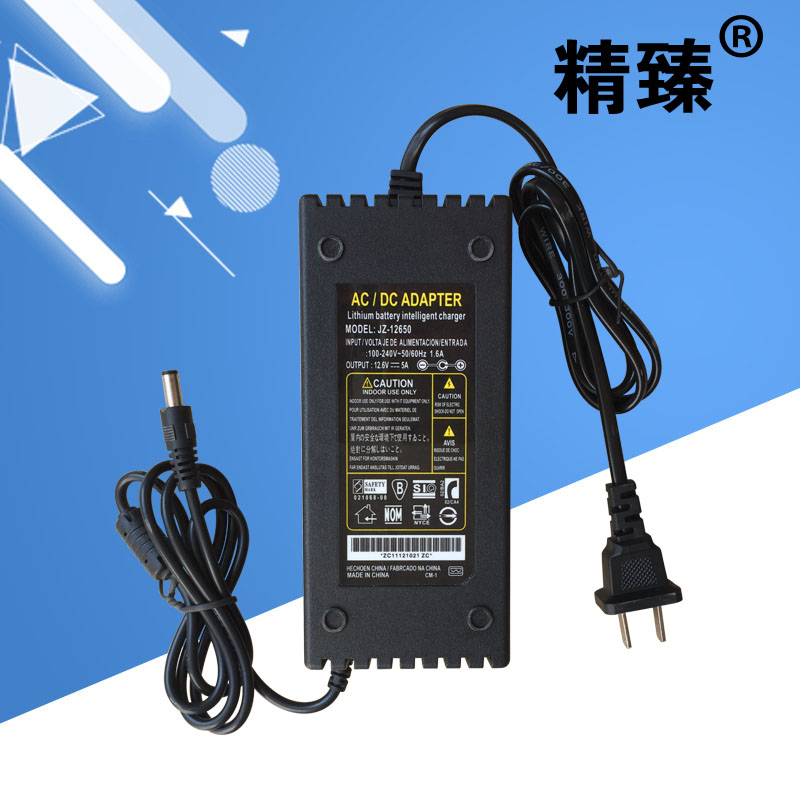 带风扇12.6V5A锂电池充电器12V锂电瓶充电机60A三元锂40A通用80A - 图1