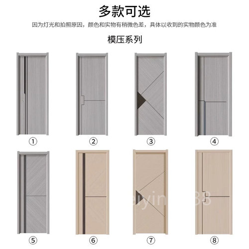 现货定制室内门卧室门房间门实木碳晶复合门全套带五金静音套装门 - 图3