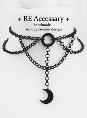 【月之夜】天鹅绒锁骨链哥特朋克小众设计暗黑choker绑带颈链男女