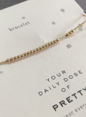 银镀金一排小金珠手链 许愿手链 抽拉链可调节 美国Dogeared正品