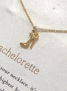 婚礼系列 银镀金蝴蝶结高跟鞋项链 单身女郎 美国 Dogeared 正品