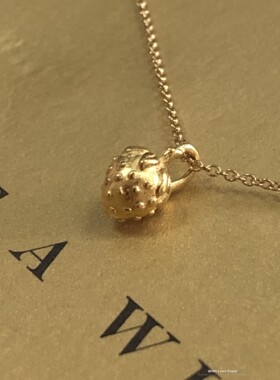迷你小草莓锁骨链 银镀金许愿项链 莓果吊坠 美国 Dogeared正品