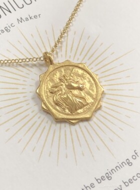 dogeared美国浮雕独角兽硬币项链