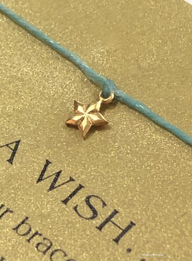 上蜡亚麻线 银镀金 迷你版小星星吊坠 许愿手绳 美国Dogeared正品