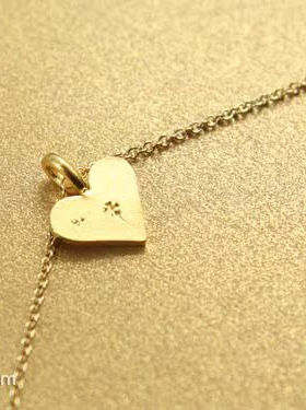 美丽的心银镀金锁骨链许愿项链