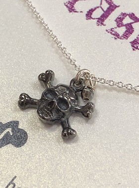 Treasured 银色链子黑色交叉骨骷髅 许愿项链 美国 Dogeared 正品