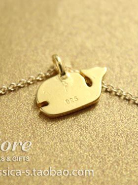 银镀金链鲸鱼项链金色饰品