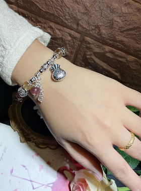 店主设计水晶饰品999足银心经弯管福袋手链ins小众轻奢个性手串