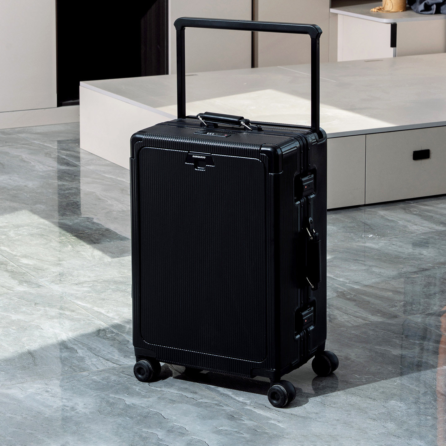 袋鼠男士密码行李箱可上飞机20寸登机前开口铝框拉杆旅行箱子男24,淘宝优惠券,粉丝福利购,淘宝优惠卷