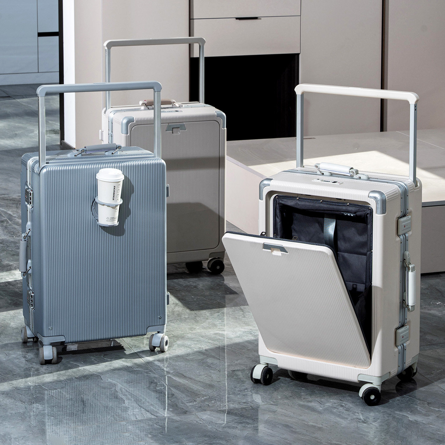 袋鼠男士密码行李箱可上飞机20寸登机前开口铝框拉杆旅行箱子男24,淘宝优惠券,粉丝福利购,淘宝优惠卷