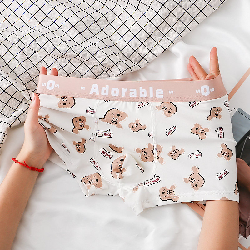 送男朋友礼物男士四角内裤秋冬季棉质青少年可爱小狗运动平角裤头