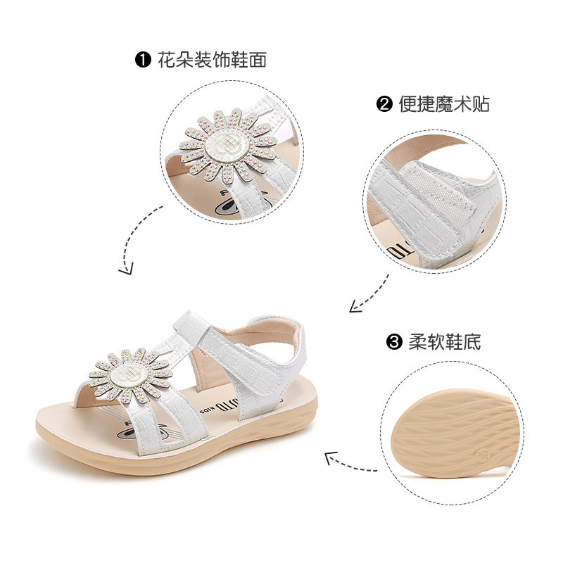 大东童鞋2022夏季新款平底魔术贴中小童女童可爱休闲凉鞋1311