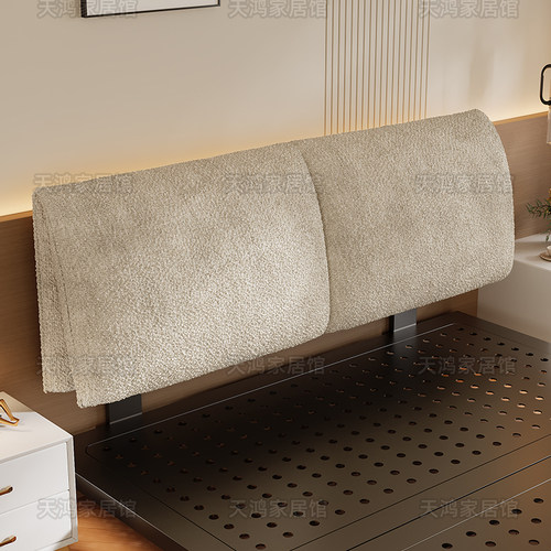 悬浮床双人床卧室家用碳素钢架单人洞洞板可升降雪尼尔软包铁艺床 - 图1