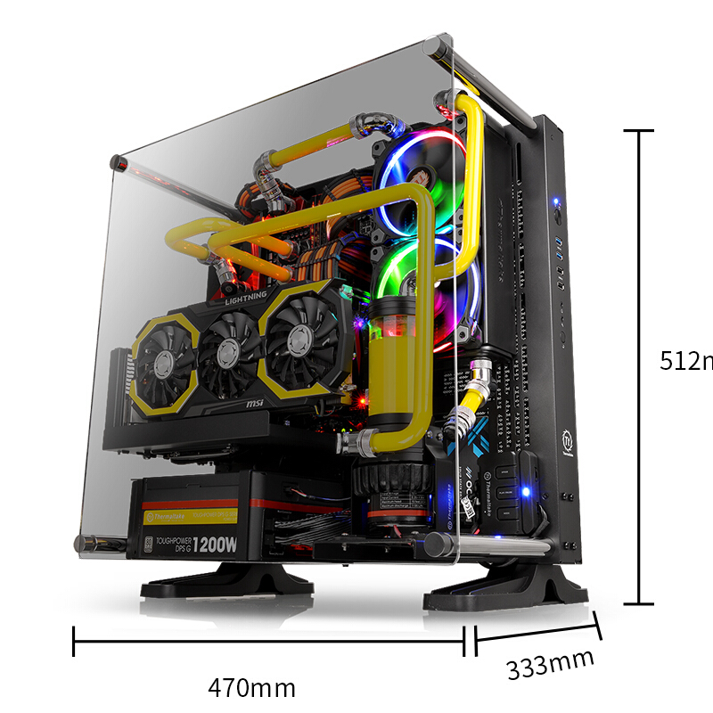 新品Tt机箱p3 p5水冷机箱台式机电脑主机壁挂式开放式atx游戏DIY-图0