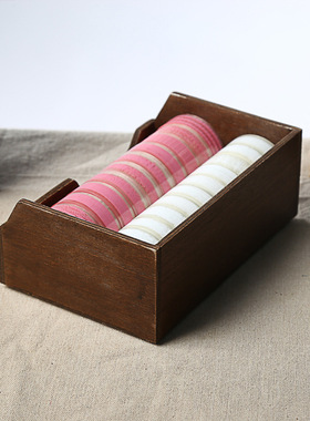 创意桌面杂物收纳盒木质工艺品装饰架套文具复古简约化妆品收纳盒