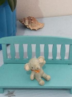 迷你简约靠背长椅可爱卡通摆件新款复古木质拍摄道具创意工艺品