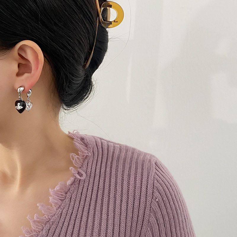 新款时尚土星心形爱心高级设计感简约画油甜酷冷淡小众前后两戴女,淘宝优惠券,粉丝福利购,淘宝优惠卷