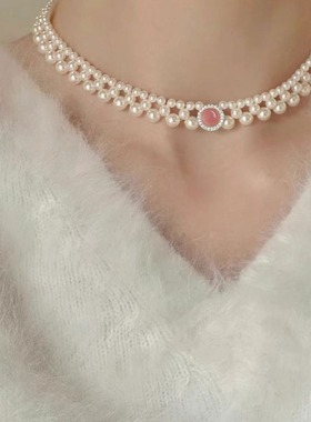 小红薯爆款粉玉髓珍珠手链项链戒指手串chocker送女友送闺蜜