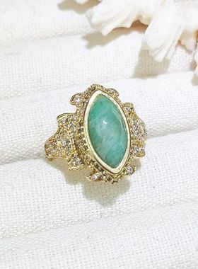 小众戒中古食指文艺锆石戒指宫廷