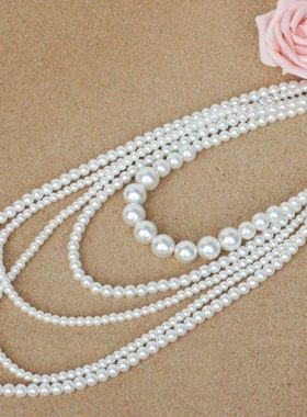 百搭多层流行毛衣链珍珠饰品时尚