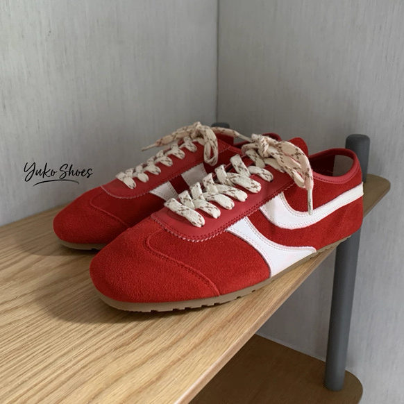 35#36#亏清~时髦女孩儿~平底芭蕾德训鞋复古大红色板鞋休闲运动鞋,淘宝优惠券,粉丝福利购,淘宝优惠卷