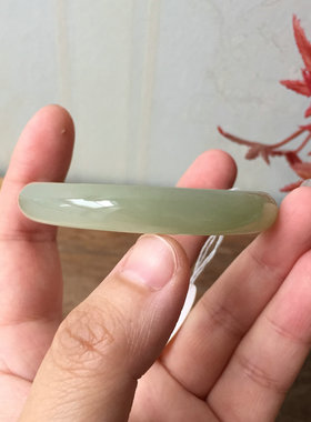 天然和田玉手镯青海料青白玉扁条