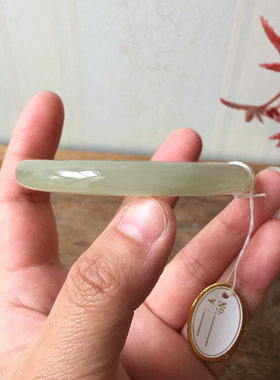 天然和田玉青海料青白玉美人条镯