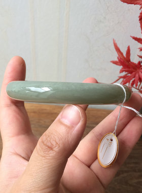 天然和田玉且末料胖圆条手镯女款