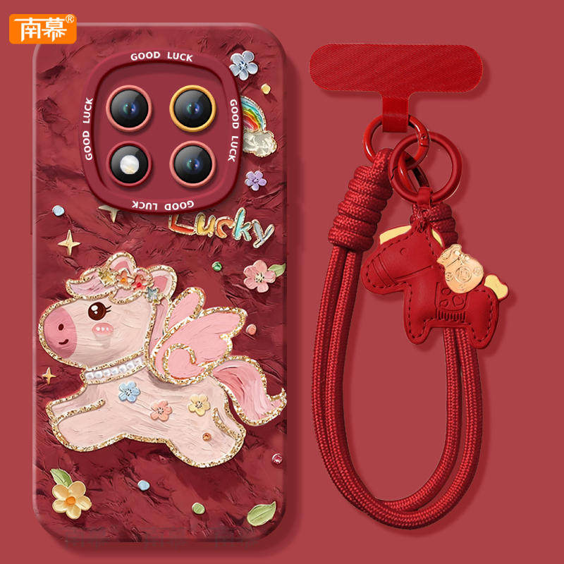 适用红米note15pro手机壳+小米note14套Note13油画小马12新款2026马年11新年款Redmi硅胶10防摔9过年RED红色8 - 图0