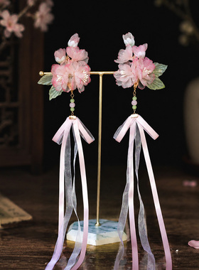 绢花仿真花对夹丝带蝴蝶结边夹
