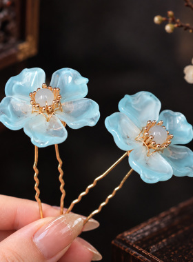 小花发钗花朵掩鬓小钗头饰