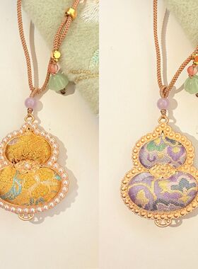 双面宋锦小马吊坠项链