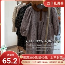 South Korean childrens clothing girl fall 2023 new one-piece dress girls great fairytale vintage doll collar crushed flower princess dress